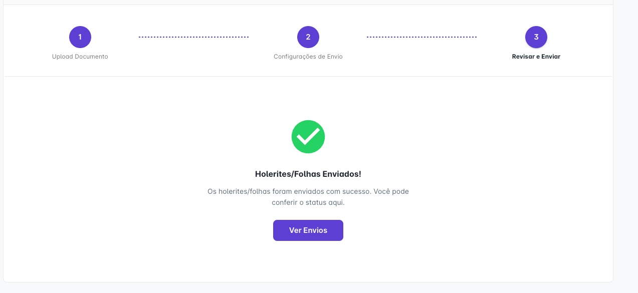 Holerites enviados com sucesso