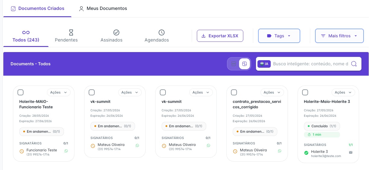 Painel de acompanhamento de documentos